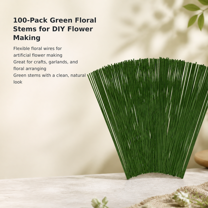 100-Piece 18-Gauge Green Floral Wire Set